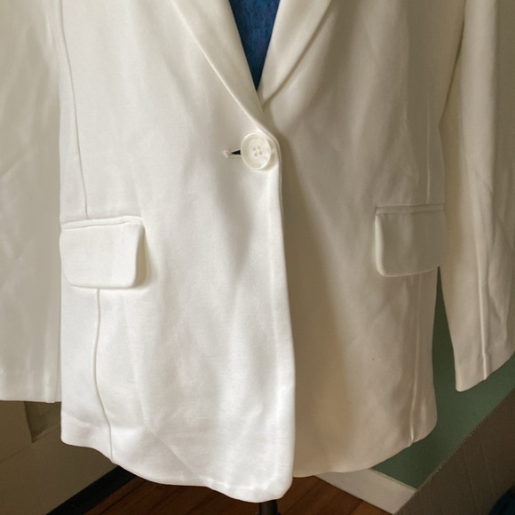 New womens off white Sz L tailored dress don/up business 1 button blazer jacket - Picture 5 of 10